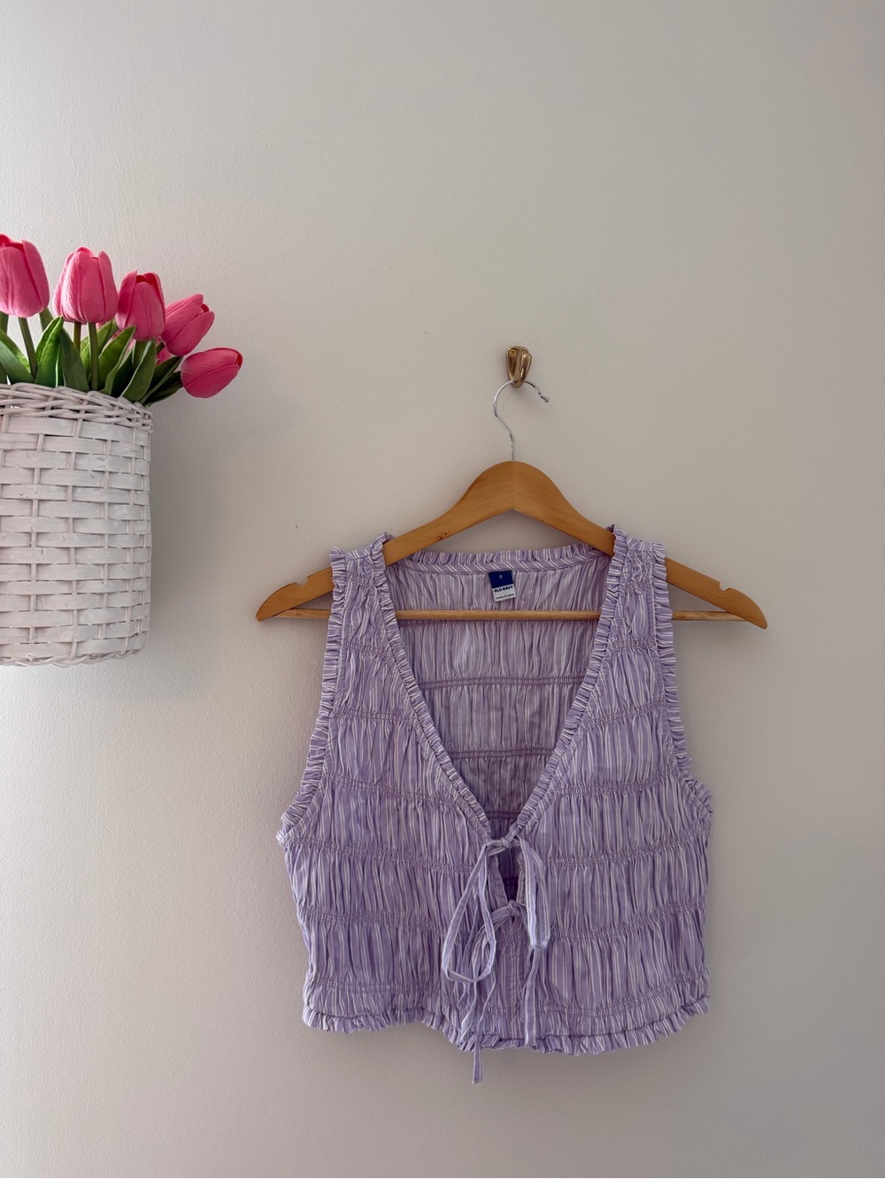 Old Navy Lavender Smocked Tie-Front Tank